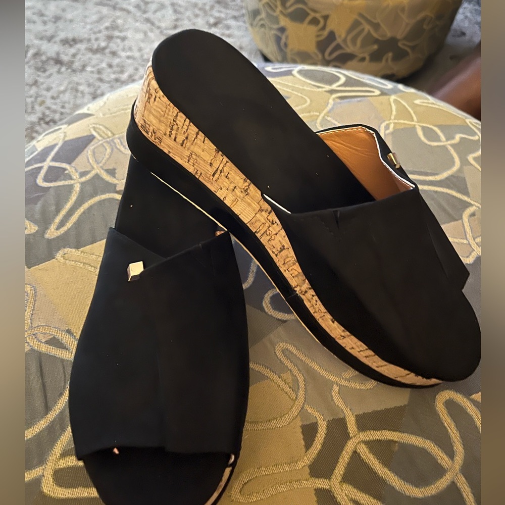 Black wedge sandals